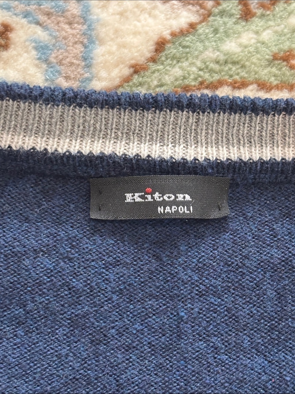 Navy Blue Kiton crewneck men’s sweater size large - Picture 2 of 6